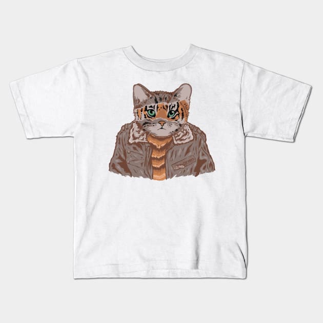 Cat face on human body Kids T-Shirt by Onceer